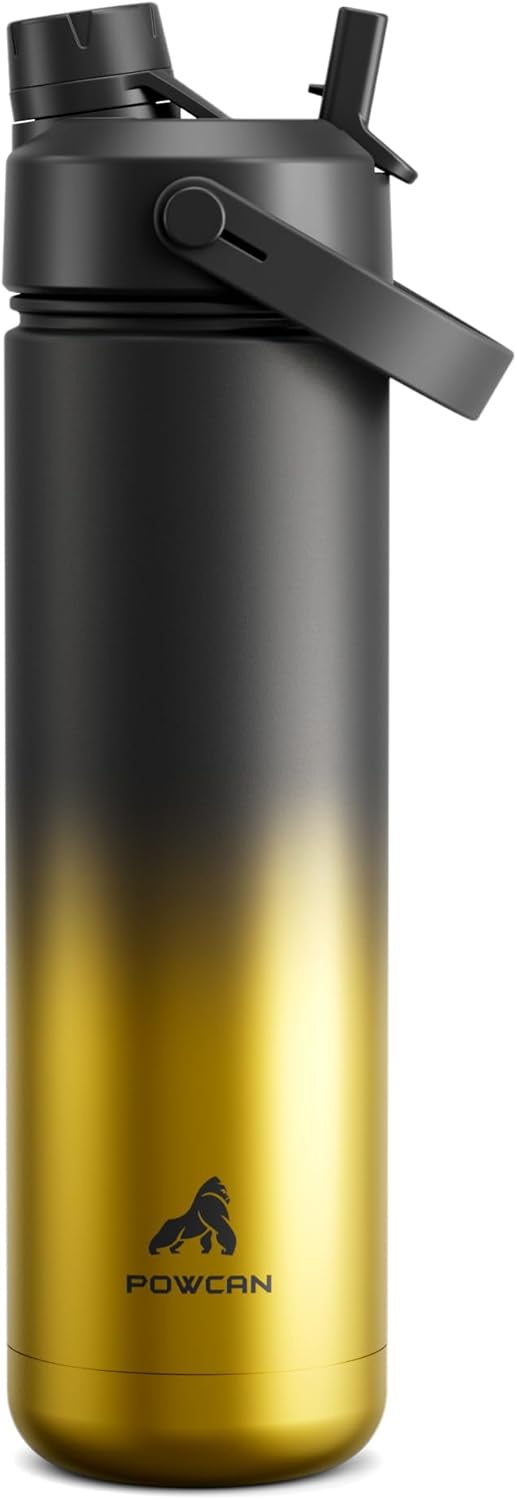 POWCAN 26 oz Insulated Water Bottle with 2-in-1 Straw and Spout Lid, Keep Cold 24H, Leak-Proof, Fits in Car Cup Holder, Stainless Steel Water Bottle for Sports, Travel, and School (Cotton Candy)