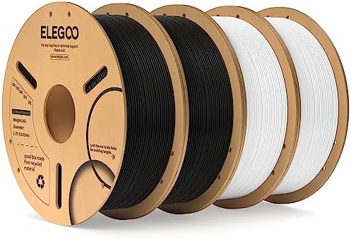ELEGOO PLA Filament 1.75mm Black 1KG,3D Printer Filament Dimensional Accuracy +/- 0.02mm,1kg Cardboard Spool(2.2lbs) 3D Printing Filament Fits for Most FDM 3D Printers
