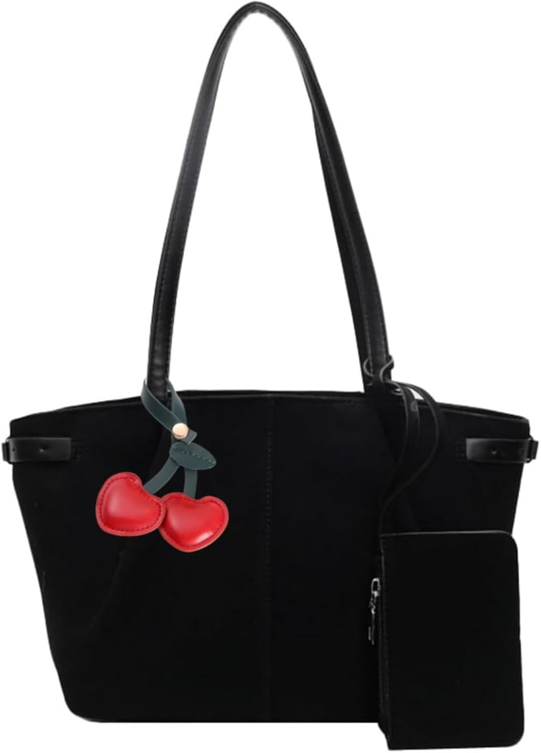 Purilite Select | Suede Shoulder Bag for Women | Pleated Vintage Hobo Tote | Medium Underarm Satchel with Charm Pendant - PuriLite