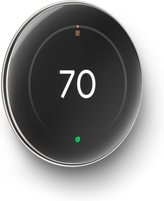 Google Nest Learning Thermostat Pro Edition with Temperature Sensor (4th Generation, 2024) Smart Energy Saving, Advanced Calibration, Adaptive Eco, Compatible with Alexa & Home (Polished Silver) - PuriLite
