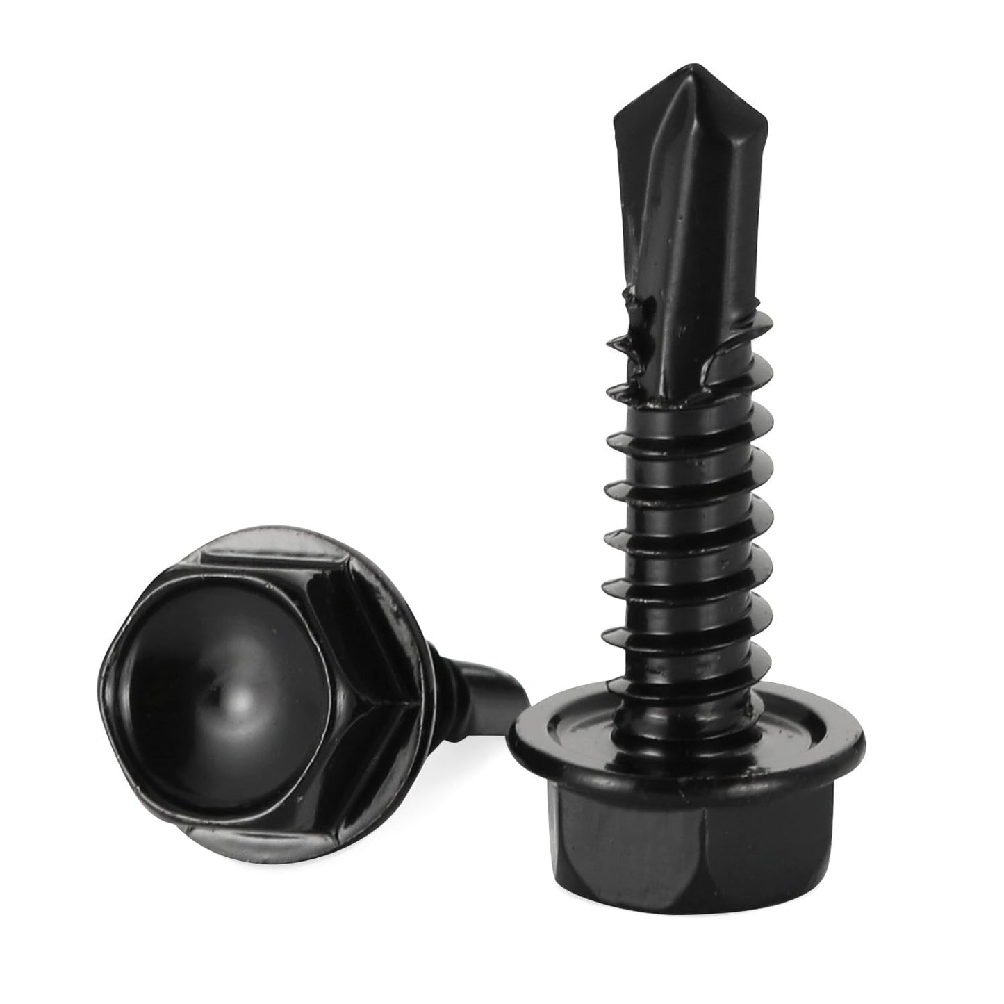 #10 x 1 Hex Washer Head Self Tapping Drilling Screws Black Oxidized, 410 Stainless Steel, 100 PCS
