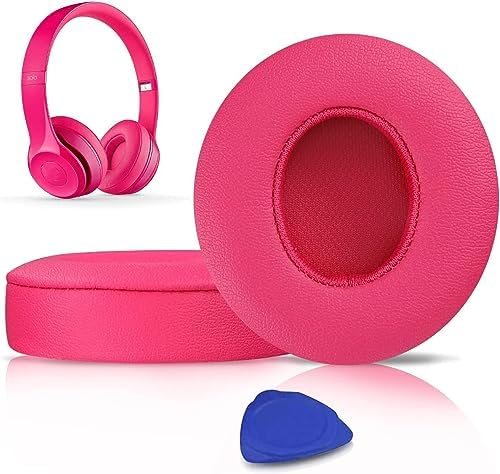 SoloWIT® Ear Pads Cushions Replacement, Earpads for Beats Solo 2 & Solo 3 Wireless On-Ear Headphones with Soft Protein Leather, Stronger Adhesive, Noise Isolation Memory Foam - Black