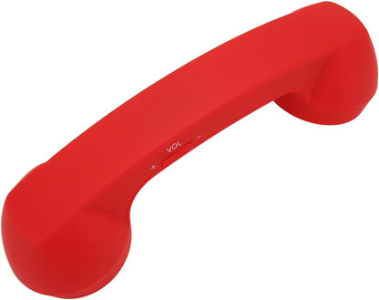 Qiilu Retro Telephone Handset for Mobile Phones - Rechargeable Radiation Proof Handset Receiver with USB Charging (Red)