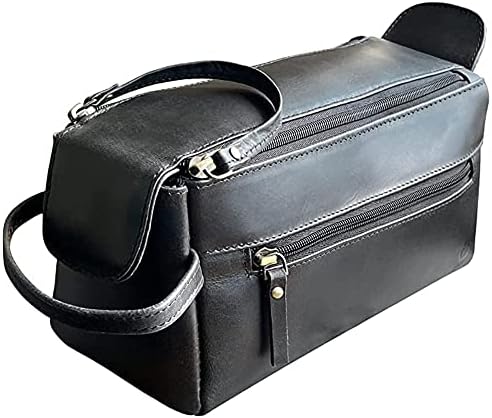 Genuine Leather Travel Toiletry Bag - Hygiene Organizer Dopp Kit by Rustic Town