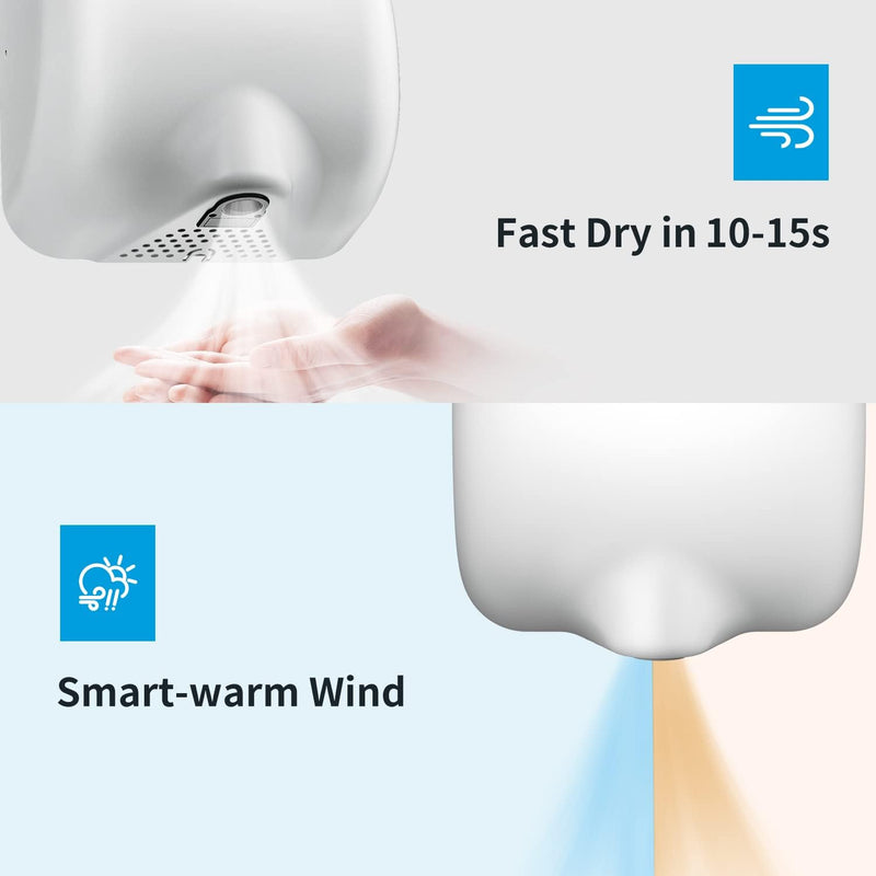 AIKE Surface Mounted High Speed Commercial Hand Dryer CUL Approved 120V 1500W, Brushed Stainless Steel Finish Model AK2800B