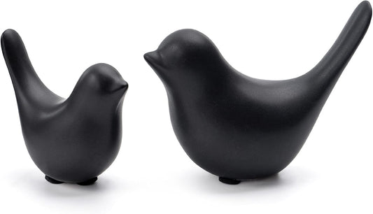 Notakia Small Birds Statues Pink Home Decor Modern Style Decorative Ornaments for Living Room, Bedroom, Office Desktop, Cabinets (Black 2Pcs)