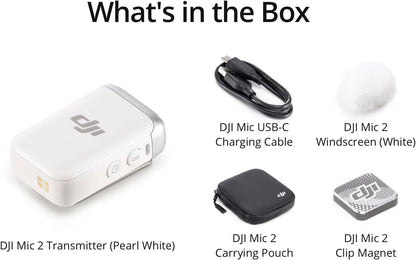 DJI Mic 2 (2 TX + 1 RX + Charging Case), Wireless Lavalier Microphone, Intelligent Noise Cancelling, 32-bit Float Internal Recording, 820 ft.(250m) Range, Microphone for iPhone, Android, Camera