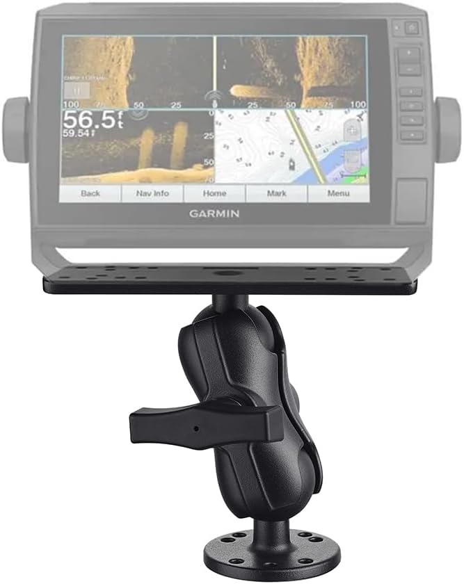 Strg Kayak Fish Finder Mount with 1.5" C Size Ball Rectangular Plate and Round Base, 3.75" Medium Arm Fish Finder Mount Boat Marine Electronic Mounts for Garmin, Lowrance and More Fish Finders