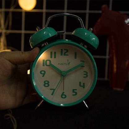 FLOITTUY (Loud Alarm for Deep Sleepers) 4'' Twin Bell Alarm Clock with Backlight for Bedroom and Home Decoration(Black)