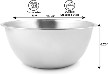 Fox Run 7330 Large Mixing Bowl, Stainless Steel, 10.75-Quart