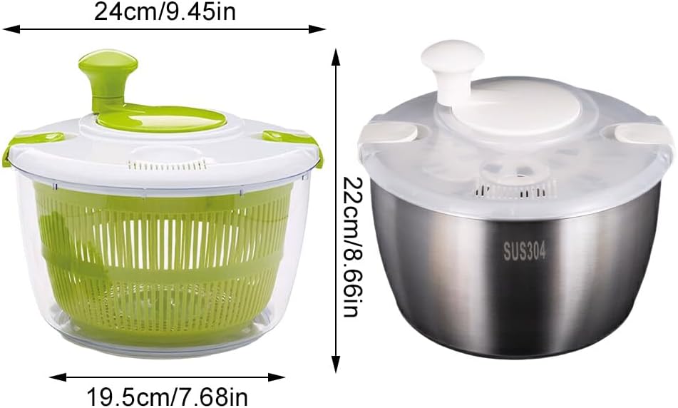 ciopswslk Stainless Steel Bowl Salad Non-Slip Base for Stable Salad Mixing Stainless Steel Salad Spinners Lettuce Spinners, Stainless Steel