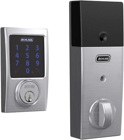 Schlage BE469ZP CEN 622 Connect Smart Deadbolt with Alarm with Century Trim in Matte Black, Z-Wave Plus Enabled