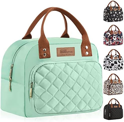 HOMESPON Lunch Bag for Woman Man Adults with Front Pocket Insulated Lunch Tote Lunch Box Container for Work Picnic or Travel(Black)