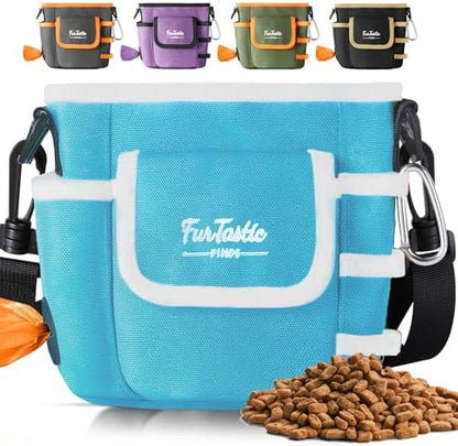 FurtasticFinds Dog Treat Pouch with Quick-Release Magnetic Closure, 3-Way Wear Treat Bags, 900D Waterproof Fabric, 4 Storage Spaces, Treat Pouch for Pet Training Walking (Green)