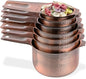 Measuring Cups and Spoons Set, Copper Measuring Cups and Spoons Set for Dry & Liquid, Metric&US 7 Stainless Steel MeasureR Cup&9 Spoon Leveler & Measure Enquivalents for Kitchen & Baking