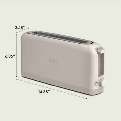 bella 2 Slice Slim Toaster, Fits-anywhere™ Kitchenware, 6 Setting Shade Control with Reheat & Cancel Buttons, Fits sourdough, 10” Long Slot, Anti Jam & Auto Shutoff, 900 Watt, Surf