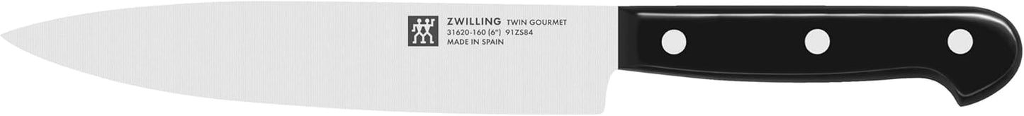 ZWILLING Gourmet 7-Piece Self Sharpening Block Set | Set Contains : 4" Paring | 6" Utility | 5" Tomato/Utility | 8" Bread | 8" Chef | Twin L Multi-Purpose Scissors