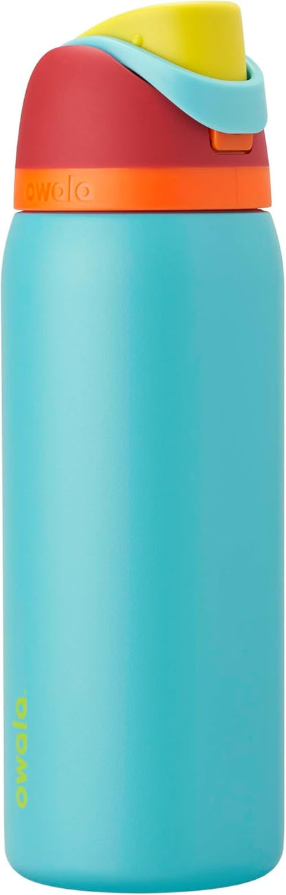 Owala FreeSip Insulated Stainless Steel Water Bottle with Straw for Sports and Travel, BPA-Free, 24-oz, Very, Very Dark