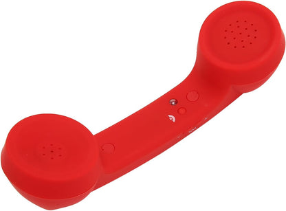 Qiilu Retro Telephone Handset for Mobile Phones - Rechargeable Radiation Proof Handset Receiver with USB Charging (Red)