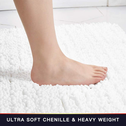 Walensee Bathroom Rug Non Slip Bath Mat (24x17 Inch Blush) Water Absorbent Super Soft Shaggy Chenille Machine Washable Dry Extra Thick Perfect Absorbant Best Small Plush Carpet for Shower Floor