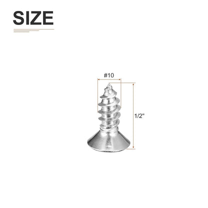 DTGN 100Pcs #8x1 Flat Head Wood Screws, 304 Stainless Steel Phillips Self Tapping Screws - Good for Woodworking, Furniture - Silver