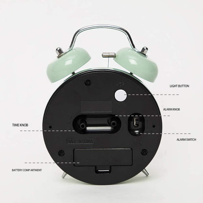 FLOITTUY (Loud Alarm for Deep Sleepers) 4'' Twin Bell Alarm Clock with Backlight for Bedroom and Home Decoration(Black)
