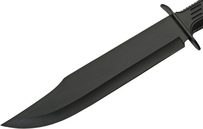SZCO SUPPLIES 15" Outdoor Survival Black Tech Bowie Blade Knife