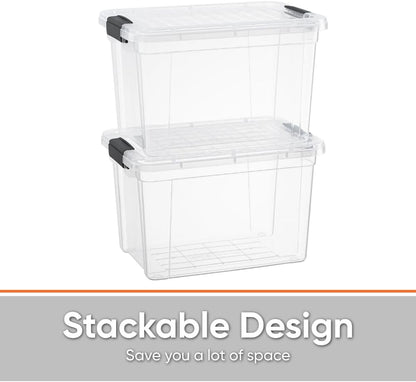 Superio Storage Bins with Lids- 3 Pack, 1.85 Qt Clear Boxes for Organizing, Stackable Plastic Containers- BPA Free, Non-Toxic, Odor Free, Organizer for Home, Office, Dorm