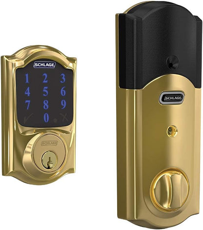 Schlage BE469ZP CAM 622 Connect Smart Deadbolt with Alarm with Camelot Trim in Matte Black, Z-Wave Plus Enabled