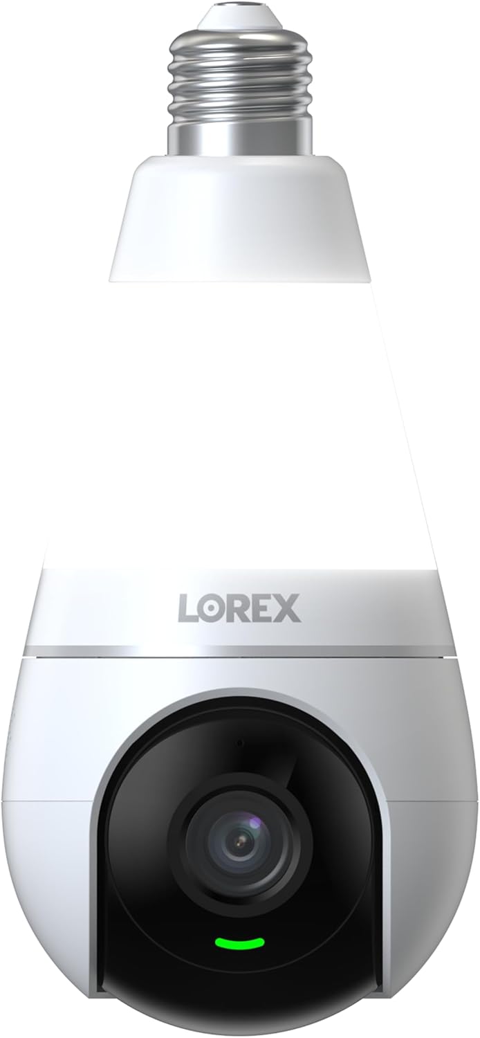 Lorex 2K Wi-Fi Smart Lightbulb Camera | E26/E27 Socket | Pan-Tilt View, Color Night Vision, Person & Vehicle Detection | 2-Way Talk | Alexa/Google | Cloud & Local Storage