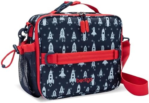 Bentgo® Kids Lunch Bag - Durable, Double Insulated, Water-Resistant Fabric, Interior & Exterior Zippered Pockets, Water Bottle Holder - Ideal for Children 3+ (Shark)