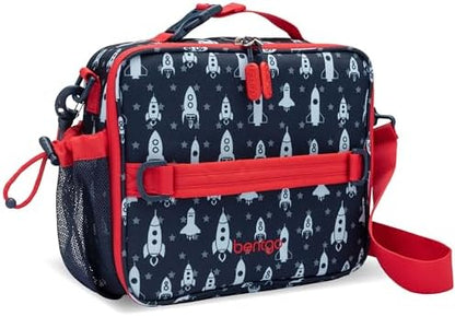 Bentgo® Kids Lunch Bag - Durable, Double Insulated, Water-Resistant Fabric, Interior & Exterior Zippered Pockets, Water Bottle Holder - Ideal for Children 3+ (Shark)