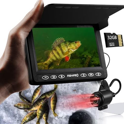 2026 Underwater Fishing Camera - FishPRO® 4.3'' 5,000mAh, (NO Need Learn) Ice Fishing Camera Fish Finder Gift for Men, 3-Grade IR, USB-C, 1000TVL, 50ft Cable, (Easy to Use for Any Age) Ice Fish Camera