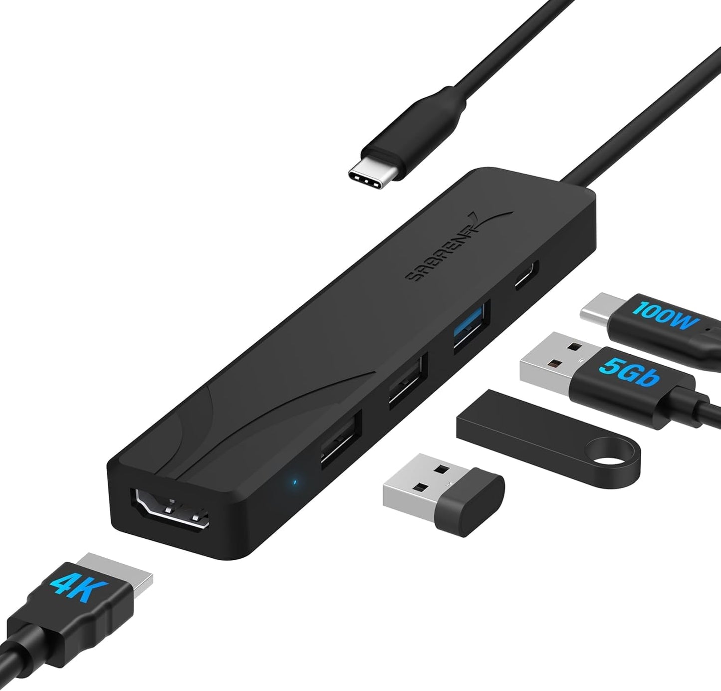SABRENT16 Port USB hub 3.2 x1 and Charger 90W, with Power Adapter, Fast Powered Data hub, Multiple USB Charging, USB Docking Station, multiport hubs, LEDs on/Off Switch, Mount Bracket Included