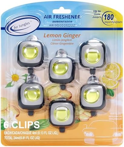 Air Jungles New Car Scent Car Air Freshener Clip, 6 Car Freshener Vent Clips, 4ml Each, Long Lasting Air Freshener for Car, Up to 180 Days Car Refresher Odor Eliminator