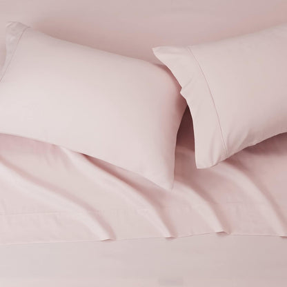 Amazon Basics Lightweight, Breathable Microfiber 4-Piece Bed Sheet Set with 14-Inch Deep Pockets, Full, Blush Pink, Solid