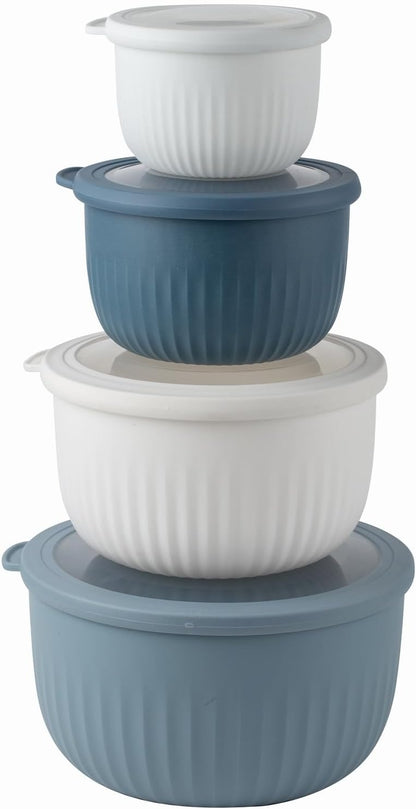 COOK WITH COLOR Prep Bowls with Lids- 8 Piece Nesting Plastic Small Mixing Bowl Set with Lids (Teal Ombre)
