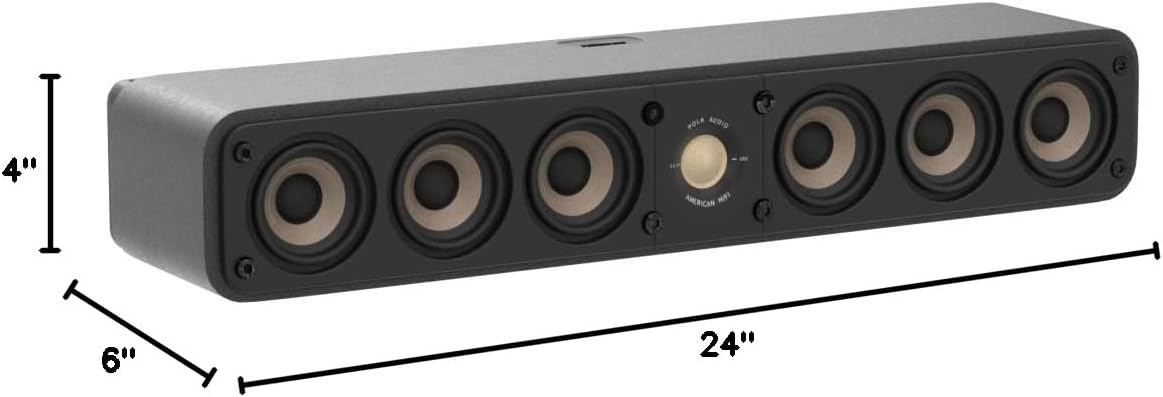 Polk Signature Elite ES35 Slim Center Channel Speaker - Hi-Res Audio Certified, Dolby Atmos & DTS:X Compatible, 1" Tweeter & (6) 3" Woofers, Dual Power Port for Effortless Bass, Stunning Black