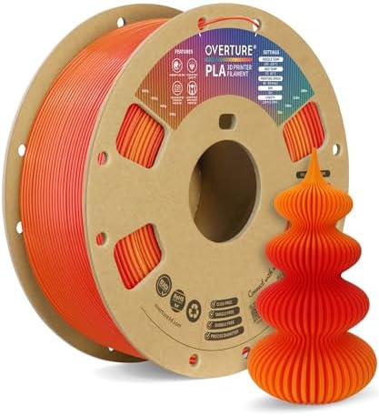 OVERTURE PLA Filament 1.75mm PLA 3D Printer Filament, 1kg Cardboard Spool (2.2lbs), Dimensional Accuracy +/- 0.02mm, Fit Most FDM Printer (Black 1-Pack)