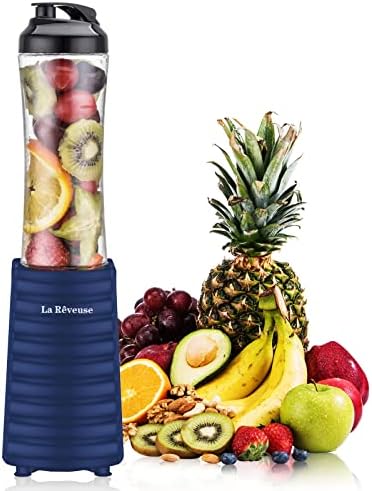La Reveuse Smoothie Blender Personal Size 300 Watts with 2 Pieces 18 oz BPA-Free Travel Sports Bottles,Grey