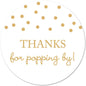 40 Thanks for Popping by! Popcorn Favor Stickers (Gold on White)