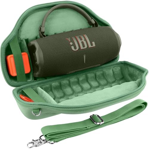 co2CREA Case for JBL Charge 6 Waterproof Portable Bluetooth Speaker, Hard Travel Case with Detachable Shoulder Strap (White Case)