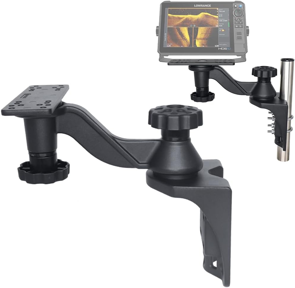 Strg Kayak Fish Finder Mount, 8.74" Long Arm Aluminum Fish Finder Swing Mount Boat Marine Electronics Mounts Compatible with Garmin Lowrance Humminbird and More Fish Finders
