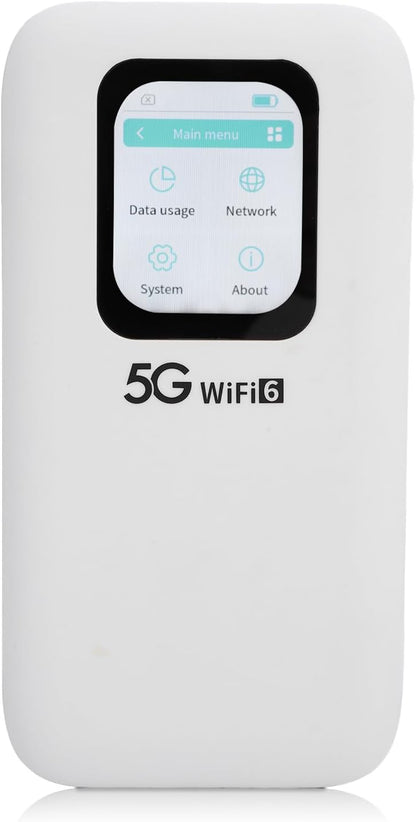 5G 4G Wi Fi LTE Mobile Hotspot, 5G Router with Nano SIM Card Slot, Portable Wi Fi 6 Mobile Hotspot for Travel, 16 Users, 2.01 Inch Screen, for Home Or Everywhere You Go