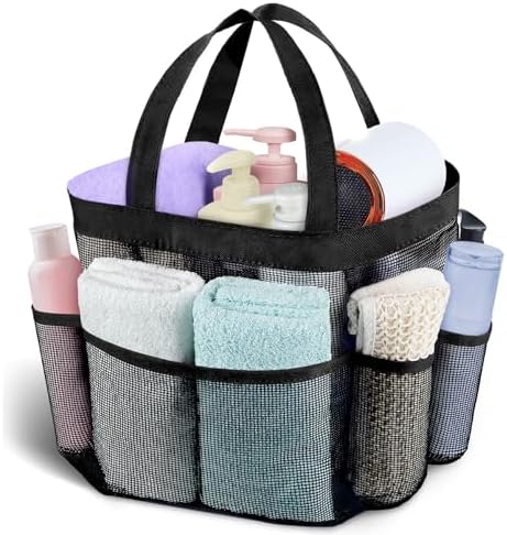 Attmu Mesh Shower Caddy Portable for College Dorm Room Essentials with 8 Pockets, Hanging Shower Caddy Basket Tote Bag Toiletry Accessories for Bathroom