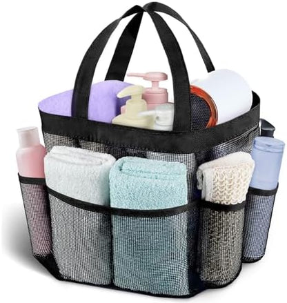 Attmu Mesh Shower Caddy Portable for College Dorm Room Essentials with 8 Pockets, Hanging Shower Caddy Basket Tote Bag Toiletry Accessories for Bathroom