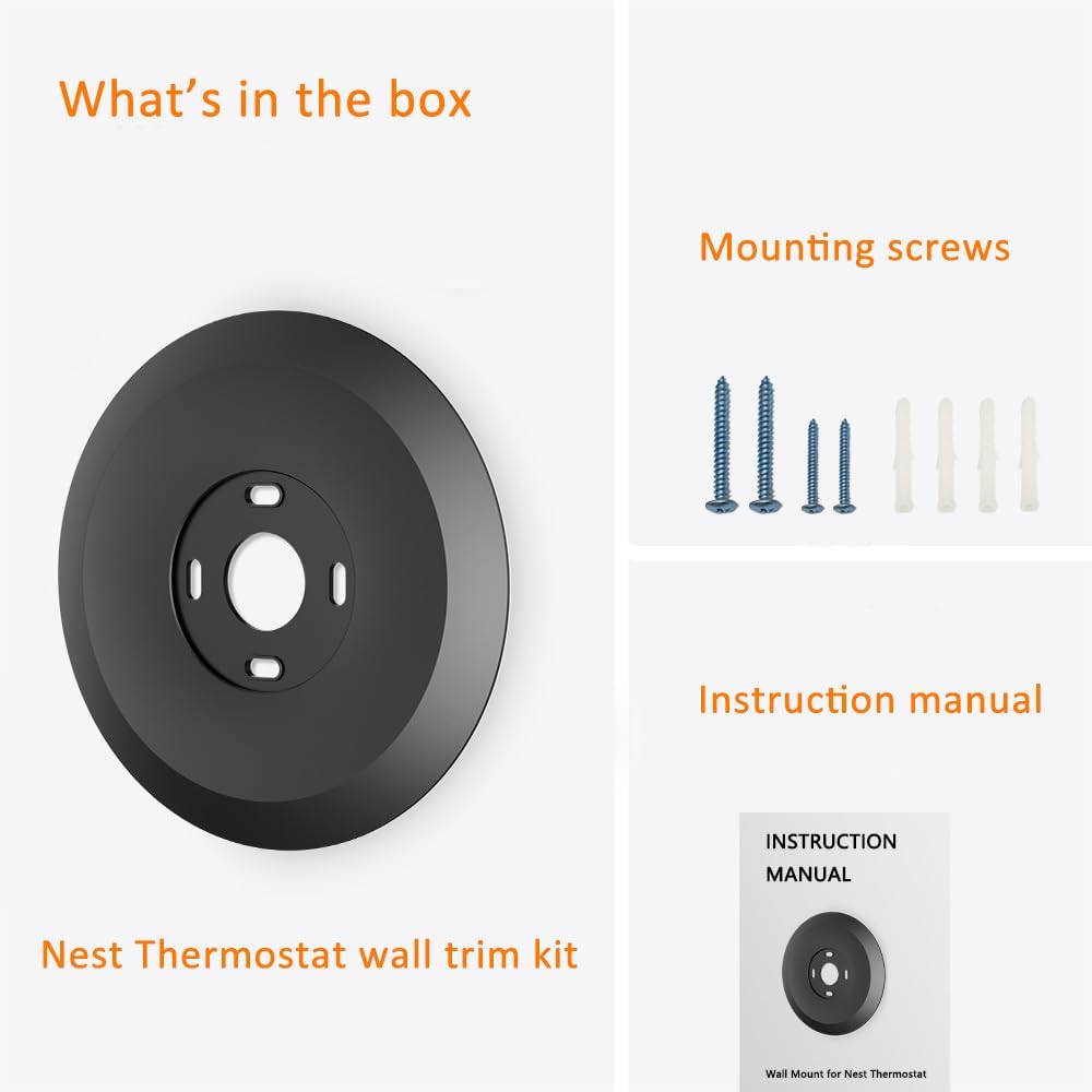 Wall Plate Made for The Nest Thermostat 2020 | Google Nest Thermostat Trim Kit Accessory | Easy Installation | Black