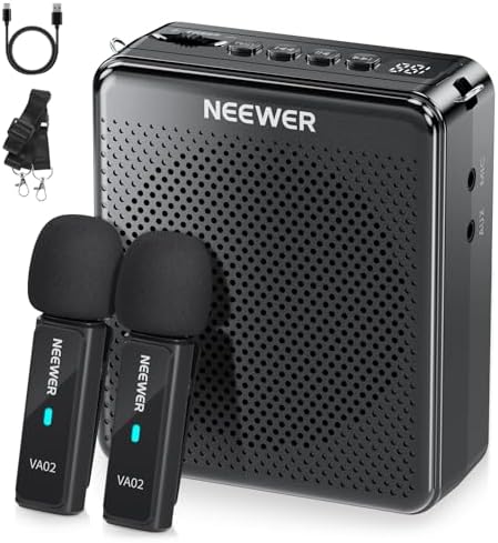 NEEWER VA01 Voice Amplifier with Wired Headset Microphone, Speaker, Shoulder Strap, AUX Output, USB C Rechargeable Portable Sound Amplifier with Mic 14Hrs Battery for Teachers, Trainers, Tour Guides