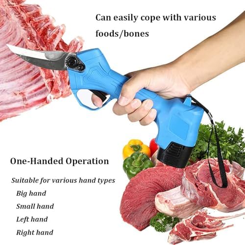 Electric Kitchen Shears Cordless with 2000mAh Battery, Heavy Duty Stainless Steel Bone Cutter for Poultry Crab Meat, Ergonomic Non-Slip Handle, Blue