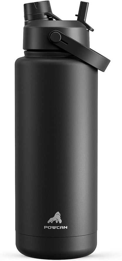 POWCAN 26 oz Insulated Water Bottle with 2-in-1 Straw and Spout Lid, Keep Cold 24H, Leak-Proof, Fits in Car Cup Holder, Stainless Steel Water Bottle for Sports, Travel, and School (Cotton Candy)